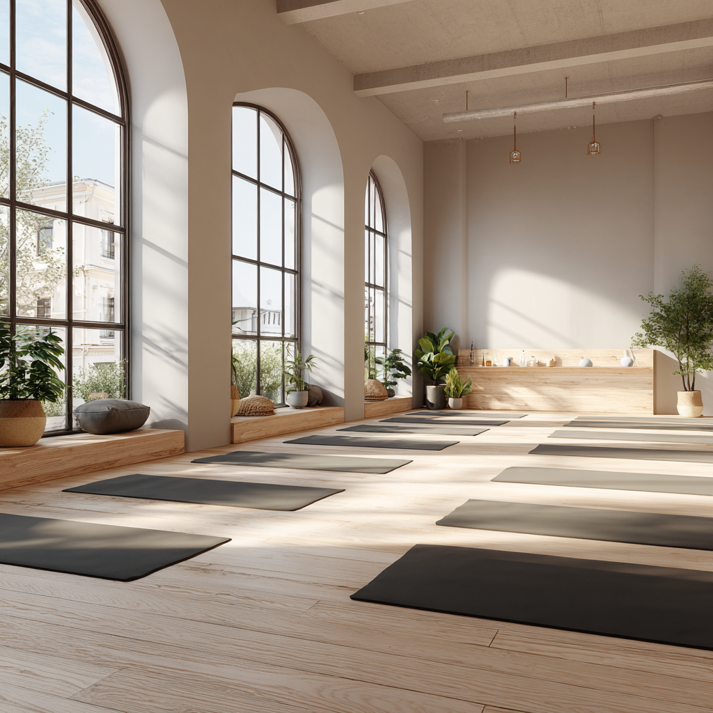 Група людей займається йогою